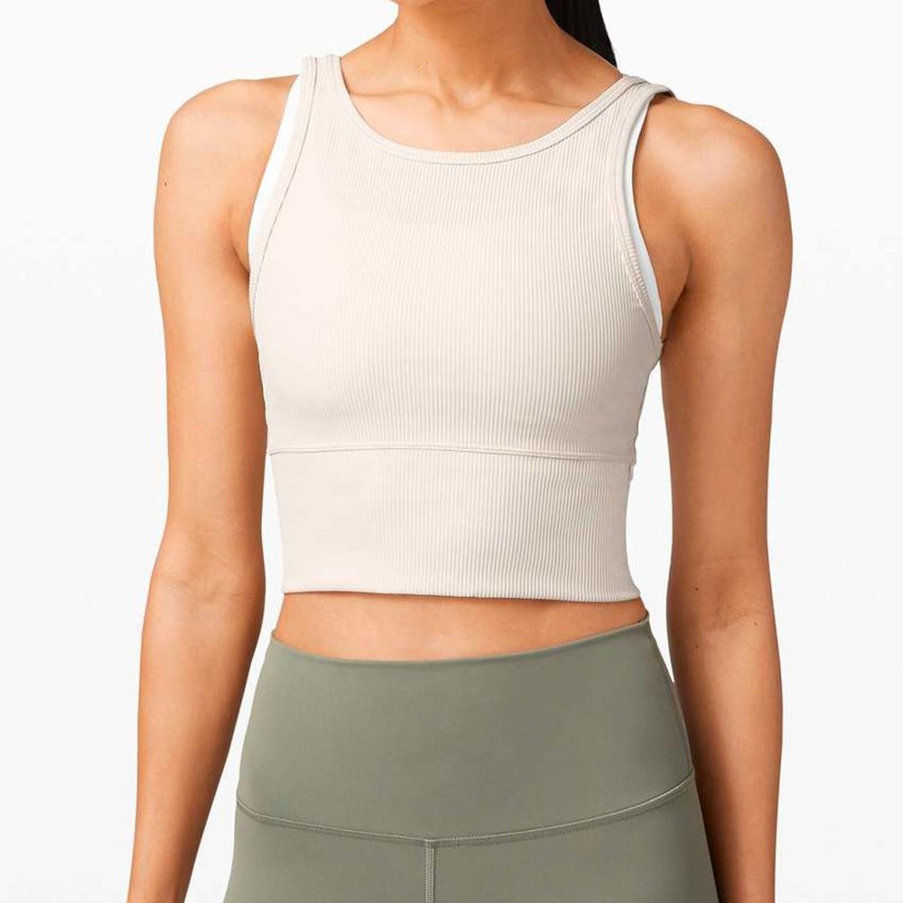 Lululemon Power Pivot Ribbed Tank- Light Ivory- Size 6- Excellent Condition